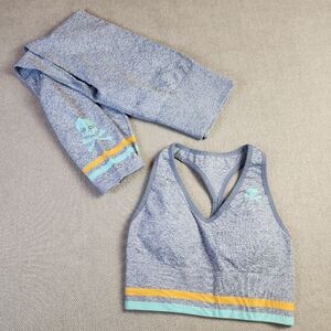 SoulCycle 2-Piece Set Grey Skull Seamless Sports Bra Leggings Size Small